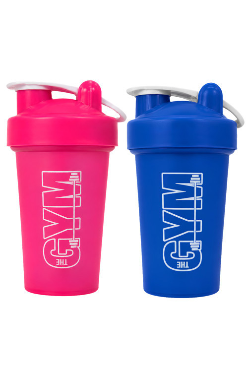 Gym Shaker 550 ML Ölçekli ve Sızdırmaz Kapaklı Protein Shaker 2'li Set (Pembe+Mavi)