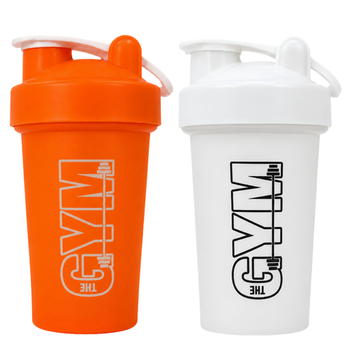 Gym Shaker 550 ML Ölçekli ve Sızdırmaz Kapaklı Protein Shaker 2'li Set (Turuncu+Beyaz)