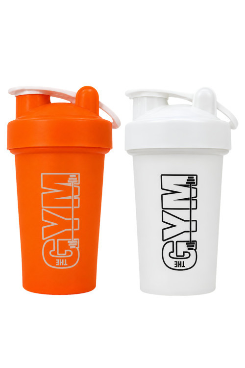 Gym Shaker 550 ML Ölçekli ve Sızdırmaz Kapaklı Protein Shaker 2'li Set (Turuncu+Beyaz)