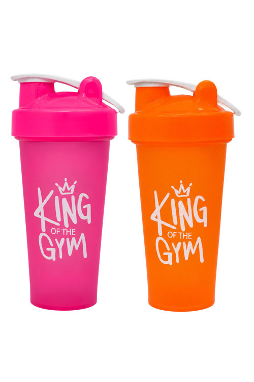 King Of The Gym Shaker 650 ML Ölçekli ve Sızdırmaz Kapaklı Protein Shaker 2'li Set (Pembe+Turuncu)