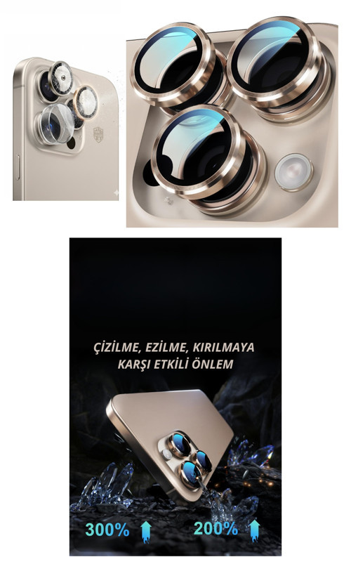 ETT iPhone 16 Pro Safir Kamera Lens Koruyucu (Naturel)