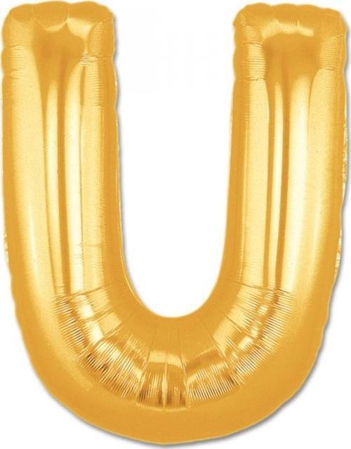 Harf Folyo Balon Büyük Boy Metalik Altın U Harfi Folyo Balon Metalik - 100 cm