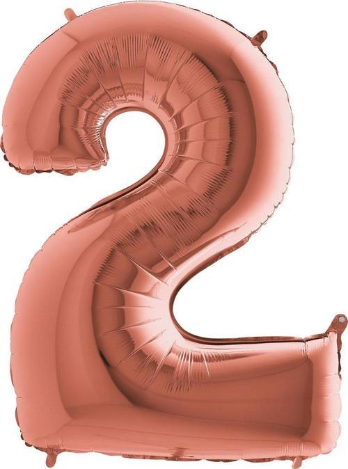 Rakam Folyo Balon Metalik Gül Kurusu - 2 Yaş Folyo Balon Metalik - 2 Yaş Balonu