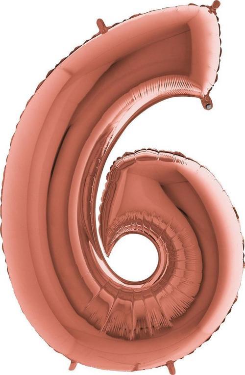 Rakam Folyo Balon Metalik Gül Kurusu - 6 Yaş Folyo Balon Metalik - 6 Yaş Balonu