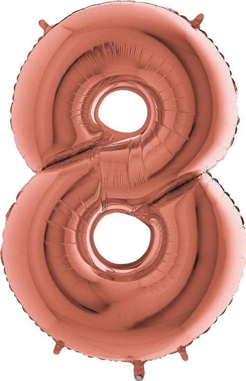 Rakam Folyo Balon Metalik Gül Kurusu - 8 Yaş Folyo Balon Metalik - 8 Yaş Balonu