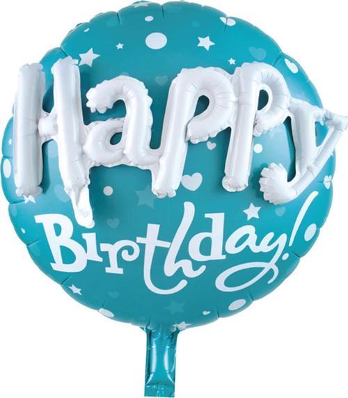 Helyuma Uyumlu 3 Boyutlu Görünümlü Folyo Balon Helyum ile Şişirebilen Happy Birthday Balon 23inç