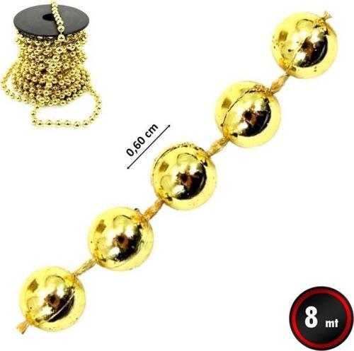 Yılbaşı Yeniyıl Ağacı Süsü Zincir Boncuk 800cm GOLD Christmas Tree Chain