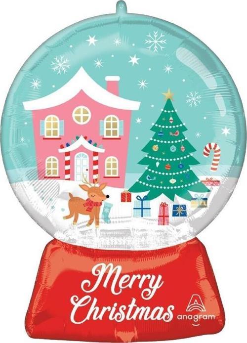 Yılbaşı Yeniyıl Dekorasyonu Helyuma Uyumlu Kar Küresi Folyo Balon