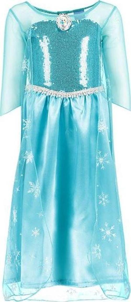 Karlar Ülkesi Broşlu Kıyafet - Frozen Kostümü Elsa Kostümü 140cm 7-8 Yaş