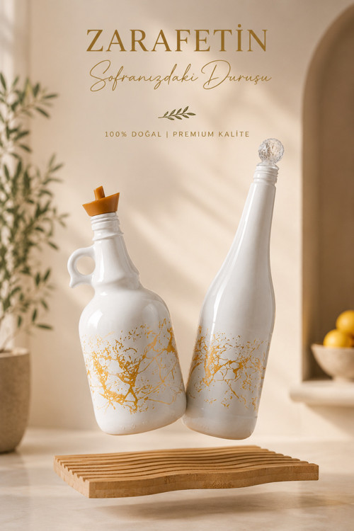 Bambu Standlı 2’Li Cam Yağdanlık Seti Şık Sofra Sunum Takımı 1000 Ml