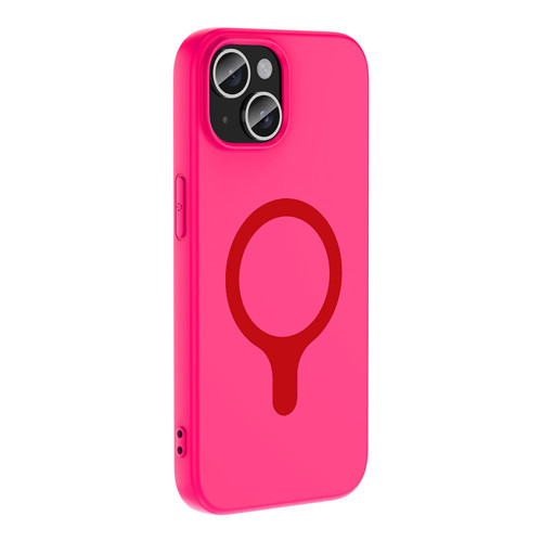 iPhone 15 Kılıf M-Safe Şarj Özellikli Aris Silikon Kılıf Koyu Pembe