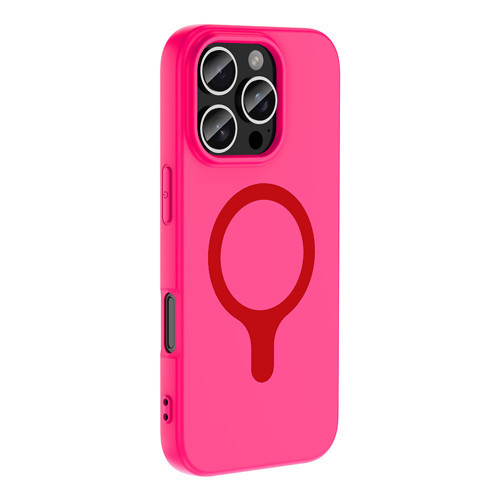 iPhone 16 Pro Max Kılıf M-Safe Şarj Özellikli Aris Silikon Kılıf Koyu Pembe