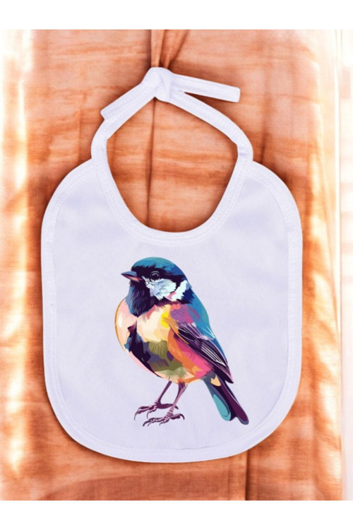 Modern Kuş Baskılı 2 Adet Bebek Mama önlüğü