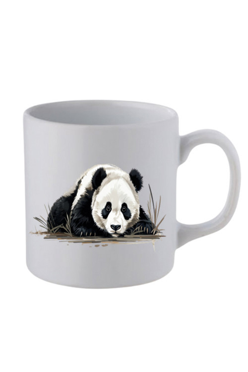 Yerde Uyuyan Panda Baskılı Kupa Bardak - Seramik Çay, Kahve Hediyelik Bardağı