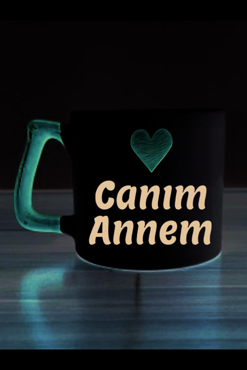Canım Annem Yazılı Kırmızı Kulplu Hediyelik Kupa Bardak - Seramik Çay, Kahve Hediyelik Bardağı