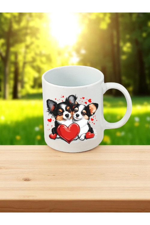 Kalpler ve Köpekler Baskılı Beyaz Kupa Bardak