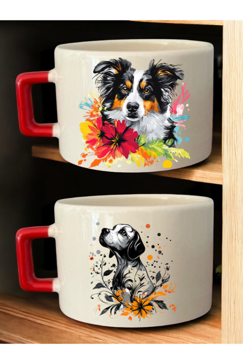 Köpek 2'li Kupa Bardak - Kupa Bardak Sevgiliye, Kupa Bardak Set, Kupa Bardak Seramik