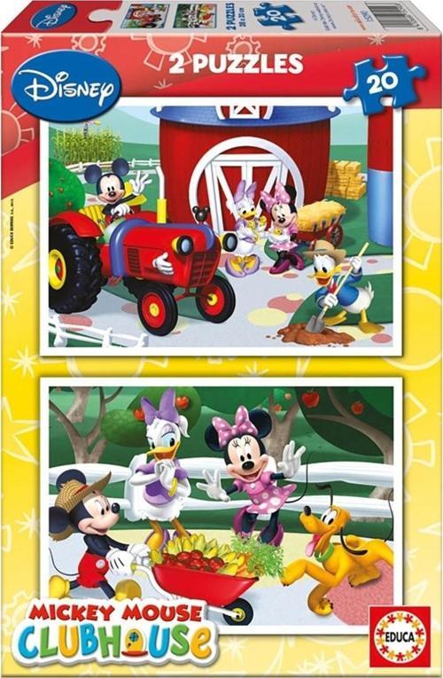 Disney Mickey Mouse 2 Adet 20 Parçalı Yapboz 2x20 Puzzle