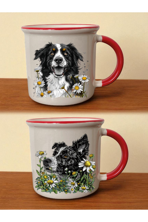 Papatya Köpek Teması Ağzı Kırmızı Bardak - Erkek Arkadaşa Hediye, Bebek Hediyeler, Bebek Hediyesi