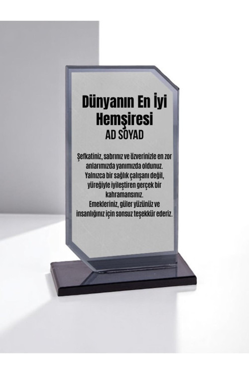 Plaket Isme Özel Hemşireye Ödül Başarı Hediyesi