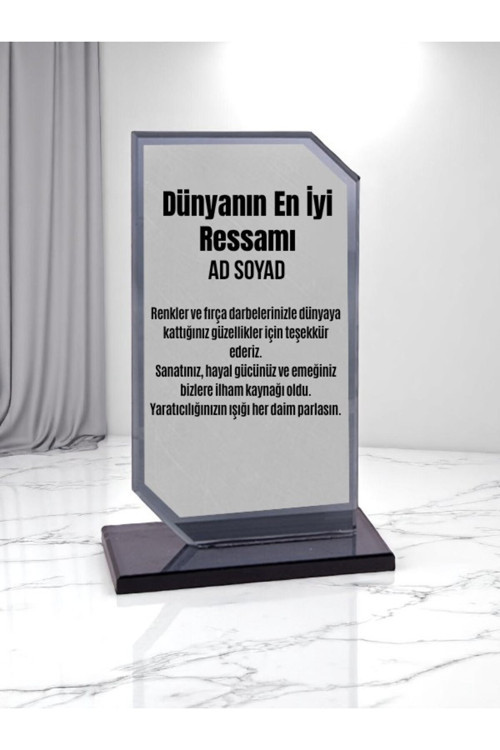 Plaket Isme Özel Ressama Ödül Başarı Hediyesi