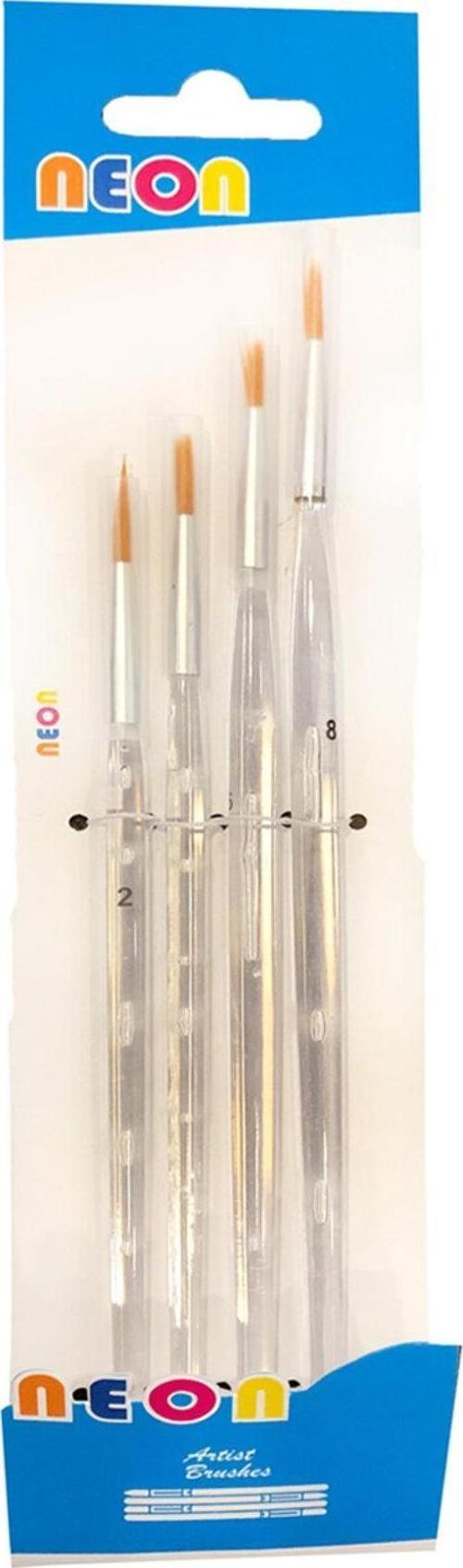 Neon Plus Suluboya Fırça Seti 4 lü 2-4-6-8 Numara Fırça