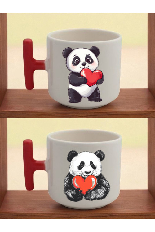 Sevimli Panda Baskılı Latte Kupası - Karne Hediyeleri, Kişiye Özel Hediye