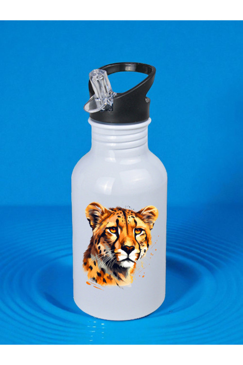 Kaplanlı Baskılı Matara Suluk 600 ml - Kız Çocuk Suluk, Kız Sulukları