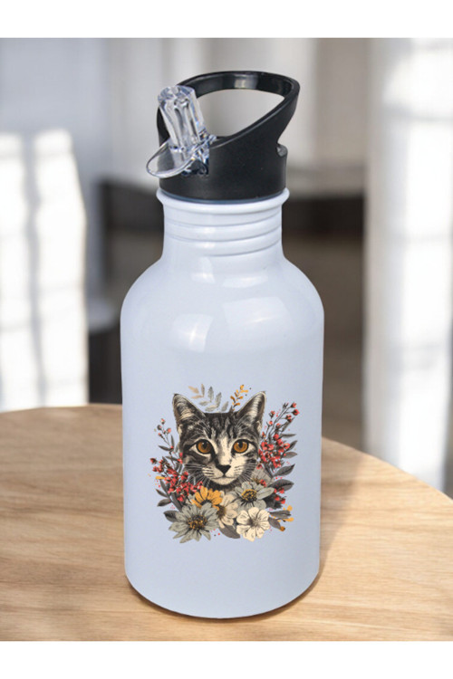 Kedi Çiçek Matara - Firness Matara, Erkek Çocuk Suluk Modelleri, Erkek Çocuk Suluk Matara