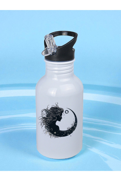 Aylı Kadın Matara Suluk 600 ml - Çocuk Suluk Matara, Çocuk Su Matarası