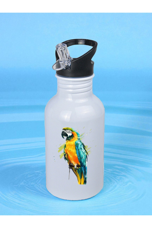 Renkli Papağan Matara Suluk 600 ml - Çocuk Suluk Matara, Çocuk Su Matarası