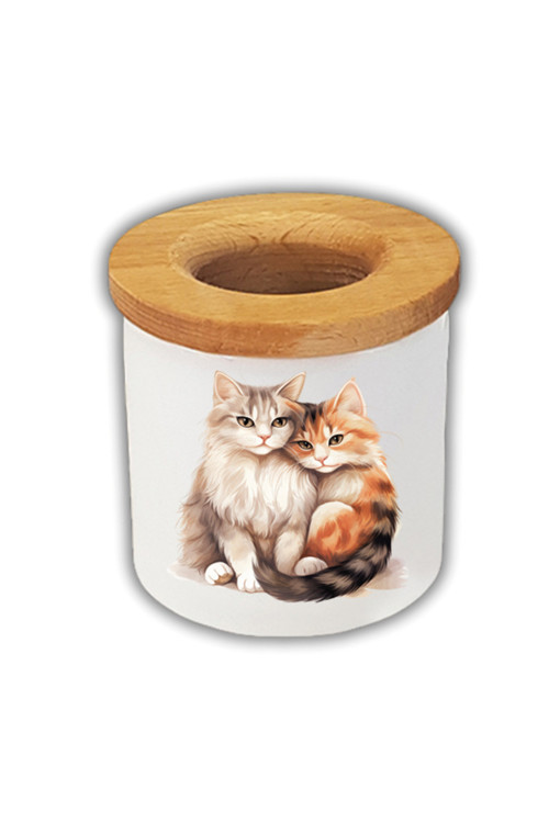 Sarılan 2 Kedi Baskılı Kalemlik Kalem Kutusu