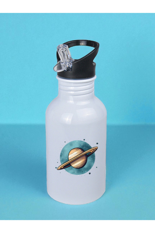 Saturn Baskılı Matara Suluk 600 ml - Sporcu Suluğu, Büyük Suluk, Spor Matara, Sporcu Sulukları