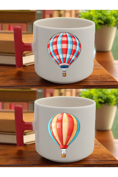 Balon Baslılı 2'li Latte Bardağı - Sevgililer Günü Hediyesi Kadın, Ablaya Doğum Günü Hediyesi
