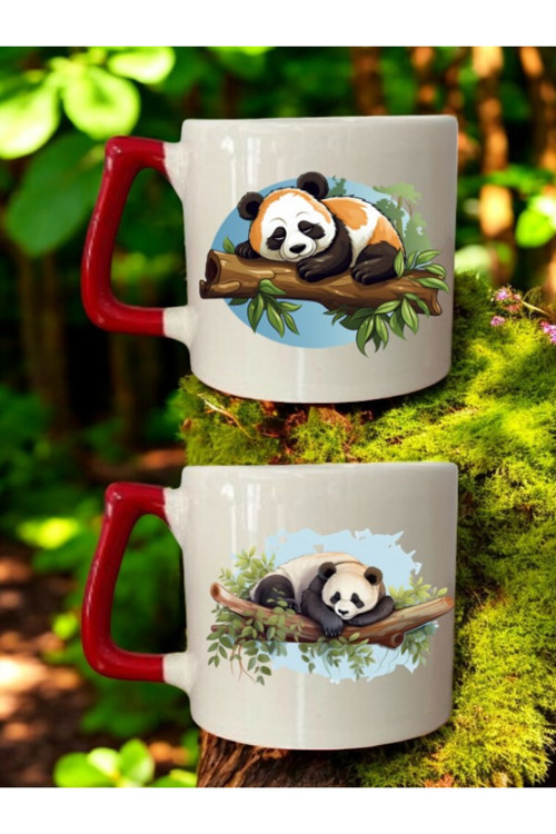 Panda Baskılı 2'li Bardak - Hediyelik Eşya Ürün Seramik Bardak