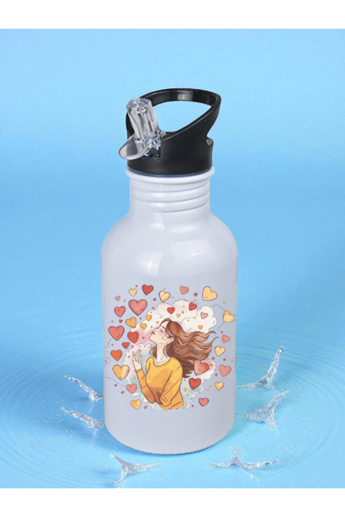 Kalpli Kadın Matara Suluk 600 ml - Çocuk Suluk Matara, Çocuk Su Matarası