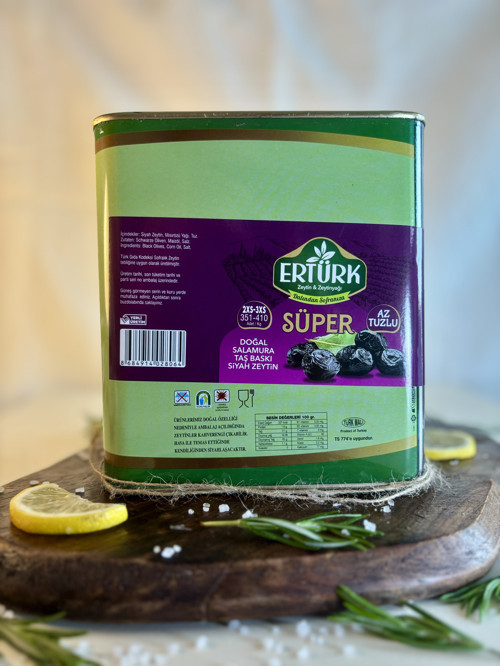 Süper (381-430) Taş Baskı Az Tuzlu Tansiyon Dostu Siyah Zeytin 3 Kg