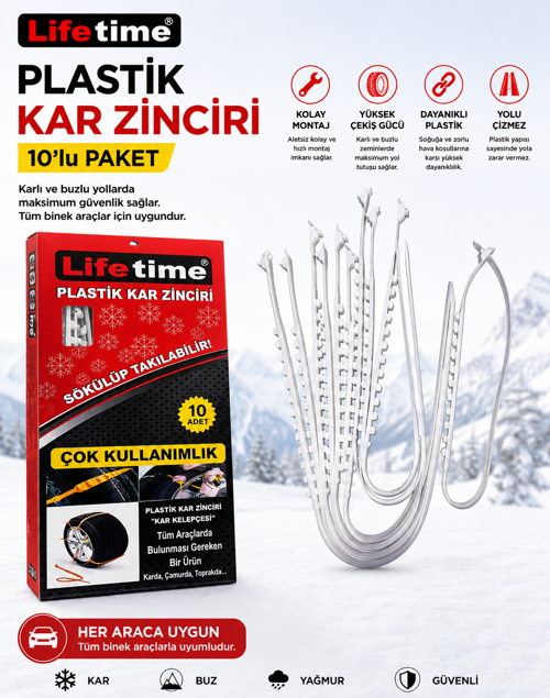 Plastik Kar Zinciri 10'lu Paket