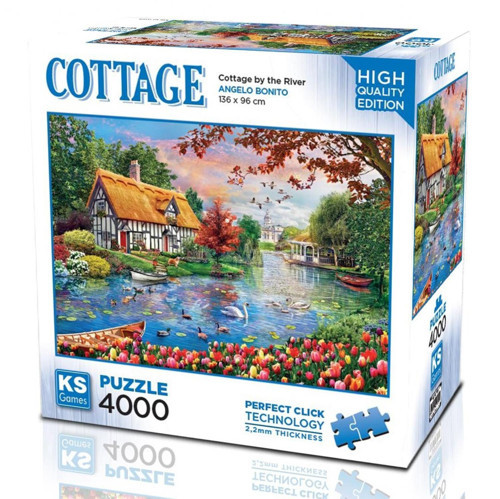 4000 Parça Nehir Kenarındaki Kulübe Puzzle - Angelo Bonito