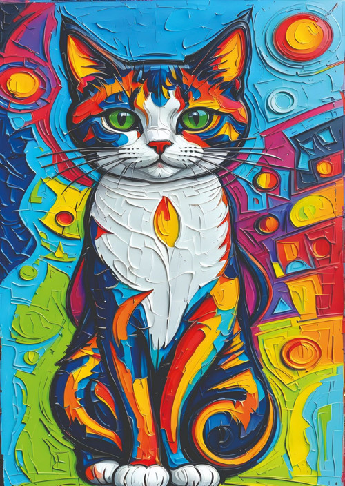 1000 Parçalık Renkli Kedi Portresi Yapboz/Puzzle - 41201