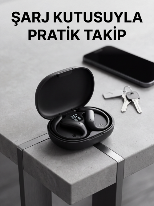 Bluetooth Kablosuz Kulaklık Kulak Kancalı Şarj Göstergeli
