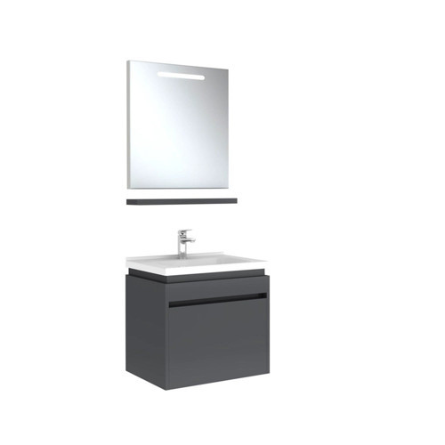 Idea 2.0 65 Cm Parlak Antrasit Tek Çekmeceli Banyo Dolabı Takımı