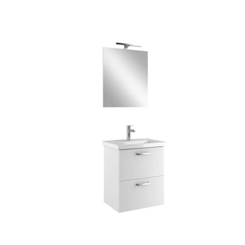 Noah Beyaz 55 cm Çift Çekmeceli Alt Dolap, Lavabo ve Ayna Takımı
