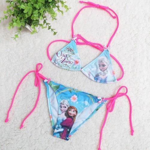 Disney Frozen Elsa Anna Kız Çocuk Bikini Mayosu 5-7 Yaş
