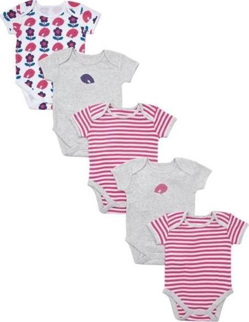 Kısa Kollu Body 5 li Bebek Body Çiçek-Kuş 18-24 Ay