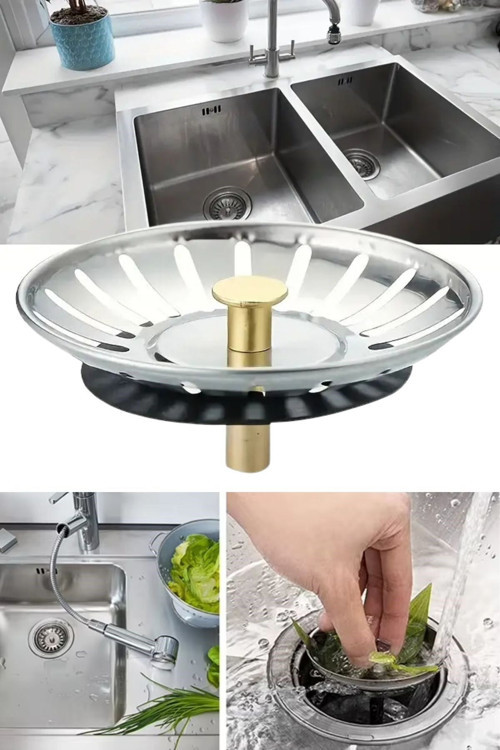 ® Paslanmaz Çelik Mutfak Evye Lavabo Süzgeci Lavabo Gideri Atık Gıda Tıpası