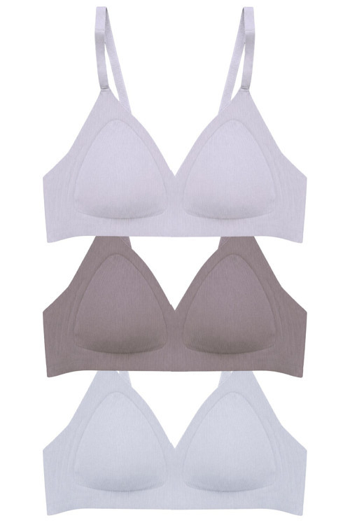 Seamless Bra - Velour | Lazer Kesim Balensiz Üçgen Form Dikişsiz Kadın Sütyen 3'lü Paket