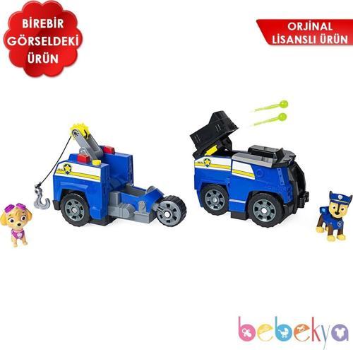 Lisanslı Paw Patrol 2 si 1 Arada Dönüşebilen Özel Araçlar Chase ve Skye Karakterleri