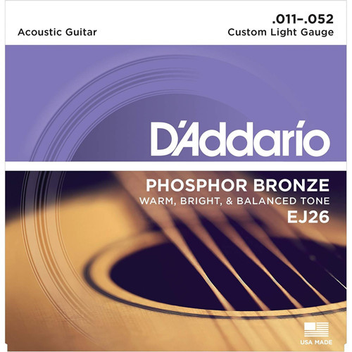 Daddario EJ26 Akustik Gitar Teli (11-52) Phosphor Bronze Custom Light