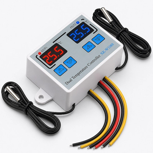XK-W1088 İkili Dijital Sıcaklık Kontrollü Termostat - 12V/DC 120W